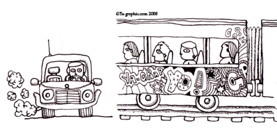 Illustration de voiture et d'un train. La comparaison.